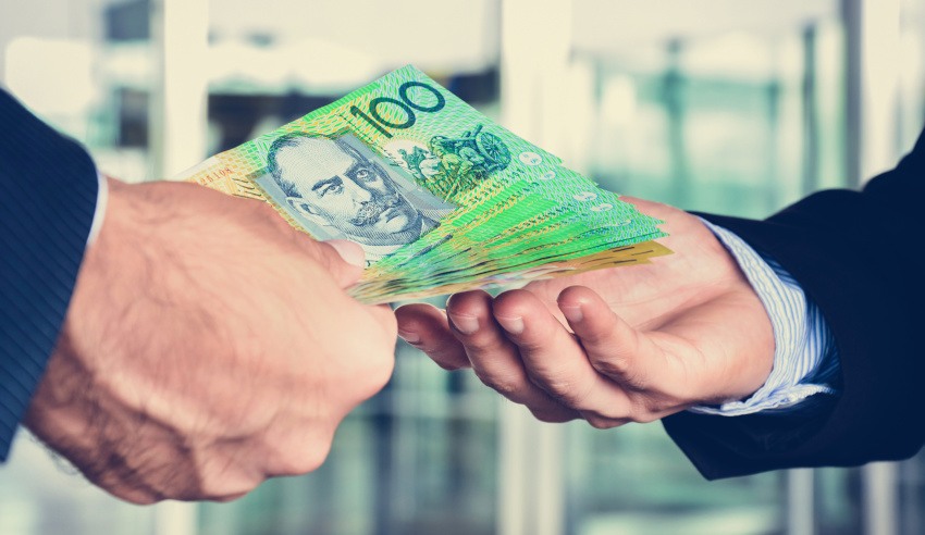 Investment, handing over money, cash, Australian banknotes